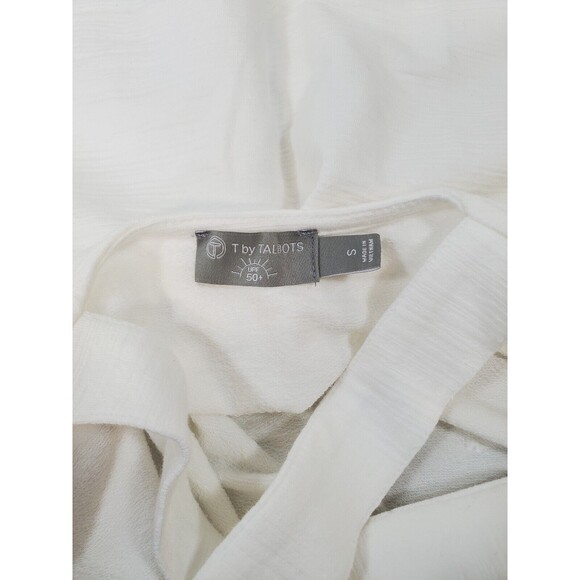 T by Talbots White 3/4 Length Sleeves Cross Back Tunic w/ Sun Protection - Picture 6 of 10